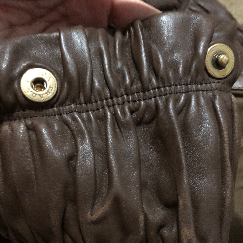 TODAY ONLY:Authentic Prada Brown Leather Canvas Shoulder Bag w/out Strap AS IS - Picture 10 of 14